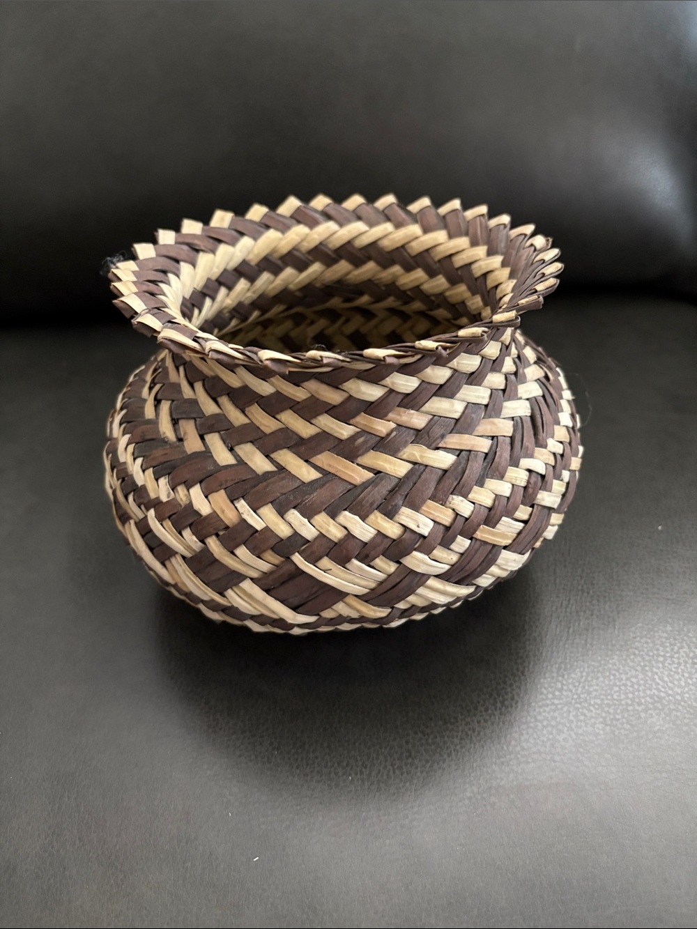 Handwoven Brown and Natural Decorative Basket - Home Accents